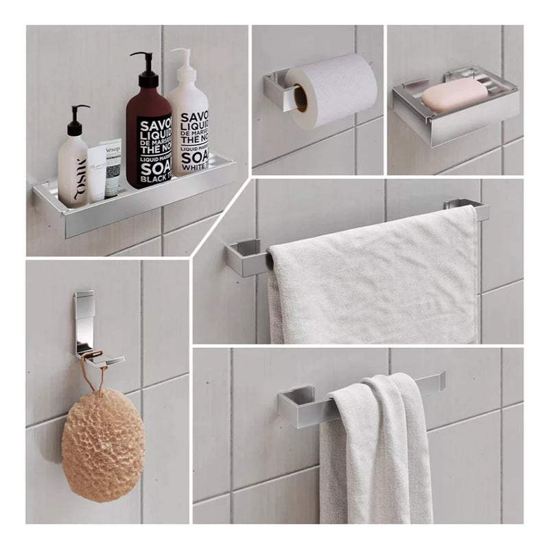 Kit Acessórios Banheiro Cromado 6 Peças
