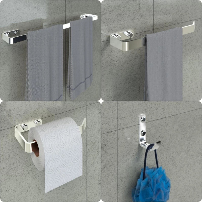 Kit Acessórios Banheiro Cromado 4 Peças